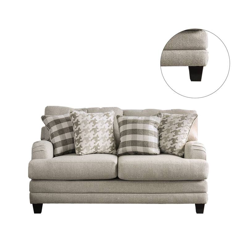 Linen-Like Fabric Love Seat in Light Gray