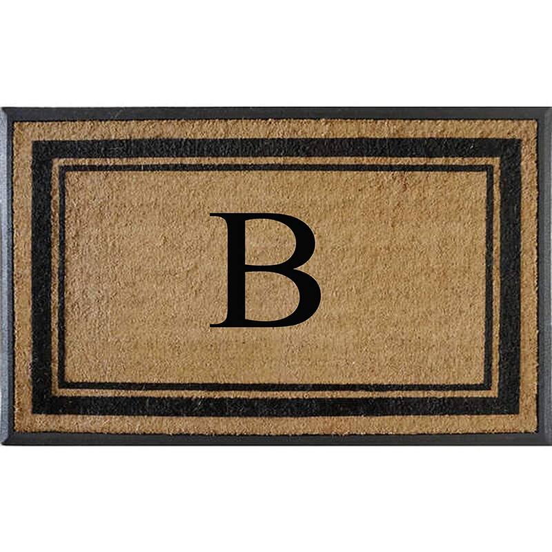 A1HC Markham Border Natural Flocked Rubber Large Doormat 30"x48" - Monogrammed B