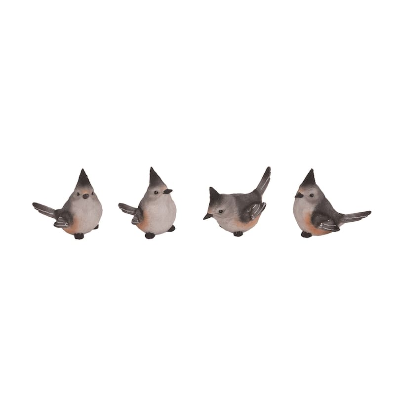 Transpac Medium Resin Titmouse Bird Set of 4 Spring Home Decorations