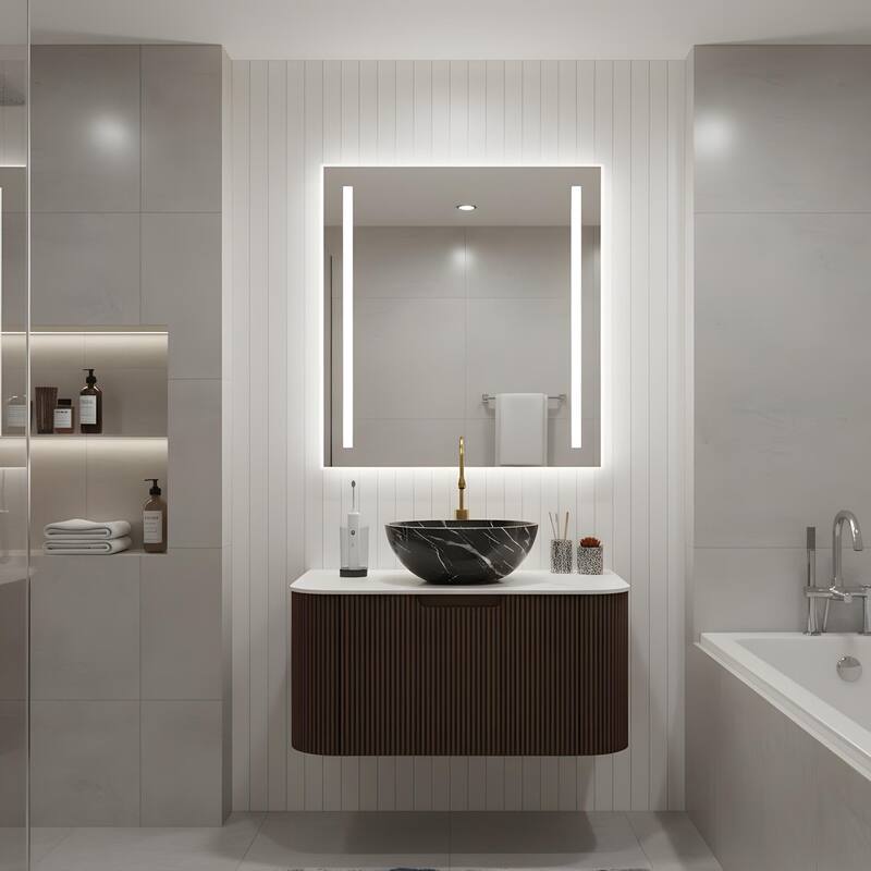 Wall Mounted Bathroom Vanity with Black Bowl Ceramic Basin