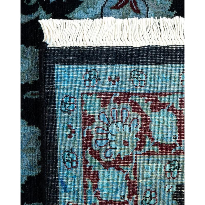 Overton Hand Knotted Wool Vintage Inspired Modern Contemporary Overdyed Blue Area Rug - 3' 1" x 5' 2"