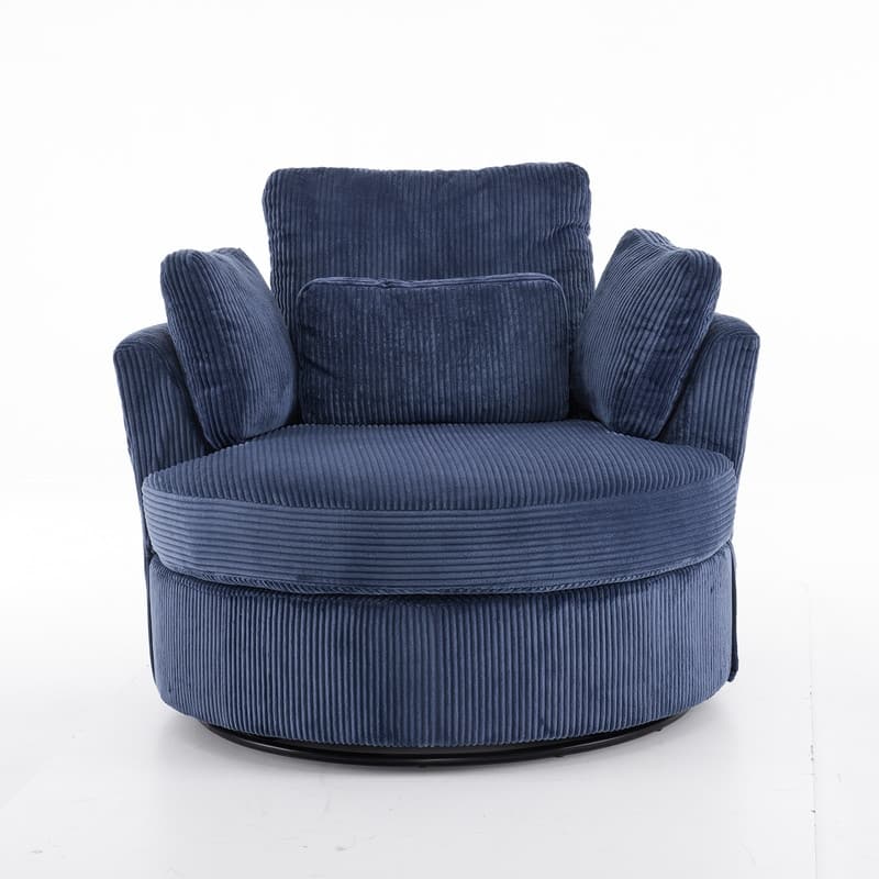 Velvet Crescent Upholstered Swivel Accent Chair
