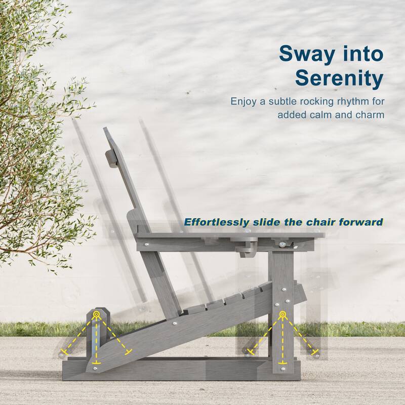 Glider Adirondack Patio Chair, 3-Position Adjust Smooth Motion Chair
