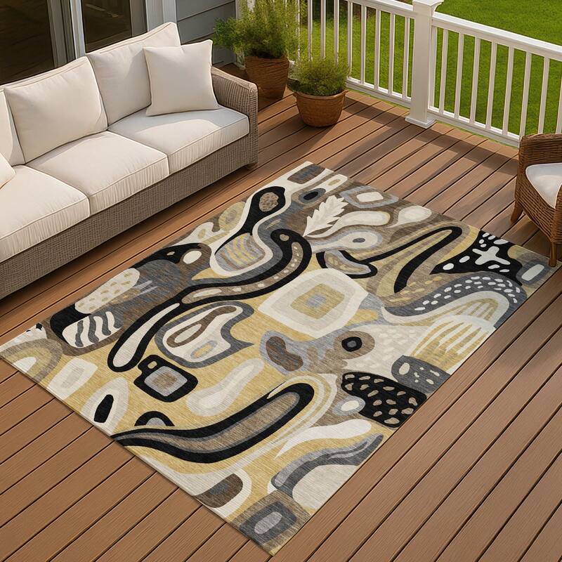 Machine Washable Indoor/ Outdoor Modern Picasy Chantille Rug