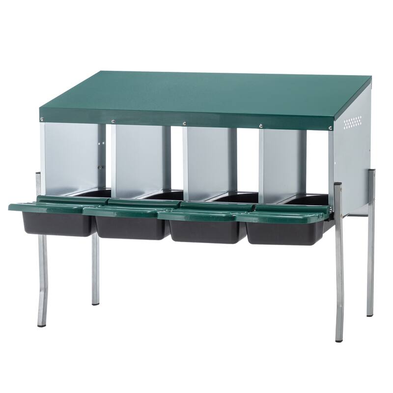 4-Hole Chicken Nest with Legs & Protective Cover - Green