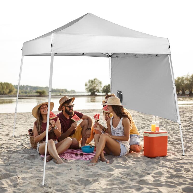 White Portable Pop-Up Waterproof Gazebo Canopy Tent with UV Protection and Carry Bag Included - 94.5” x 94.5” x 86.6” L x W x H