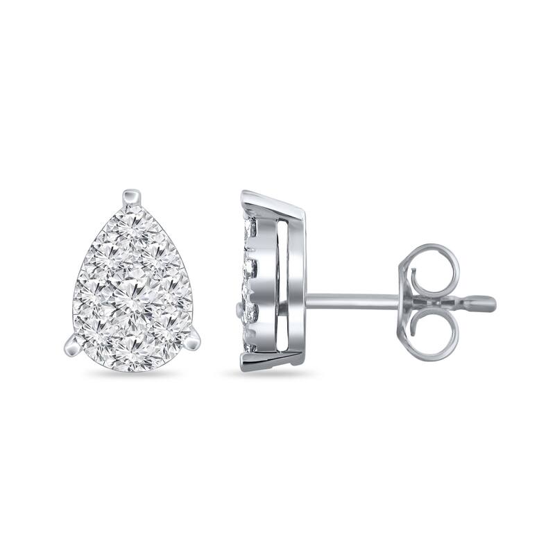 Auriya 14k Gold 3/4ctw Teardrop Pave Diamond Stud Earrings (H-I, I1-I2) - White