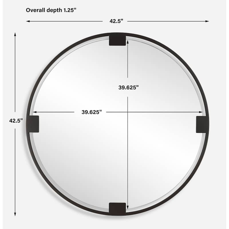 Uttermost Cornelia Black Round Mirror - 42.5'' H X 42.5'' W X 1.25'' D