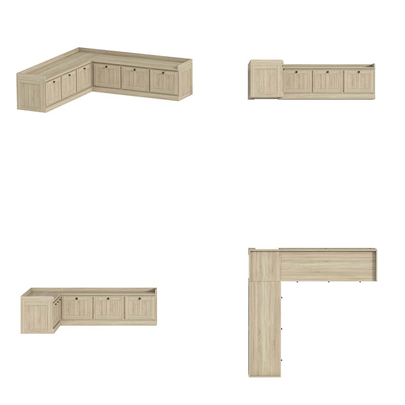 L-Shaped Storage Bench 176 lbs Top Load, Corner Entryway Bench with Hidden Storage Seating