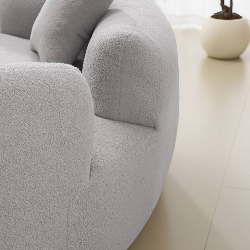 Roomfitters 66.93'' Curved Loveseat Teddy Velvet Fabric Sofa, Compact No-Assembly Couch for Small Spaces,