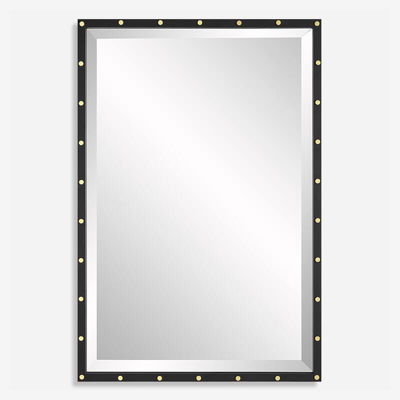 Rectangular Framed Wall Mirror with Screw Caps - 35.75" - Matte Black