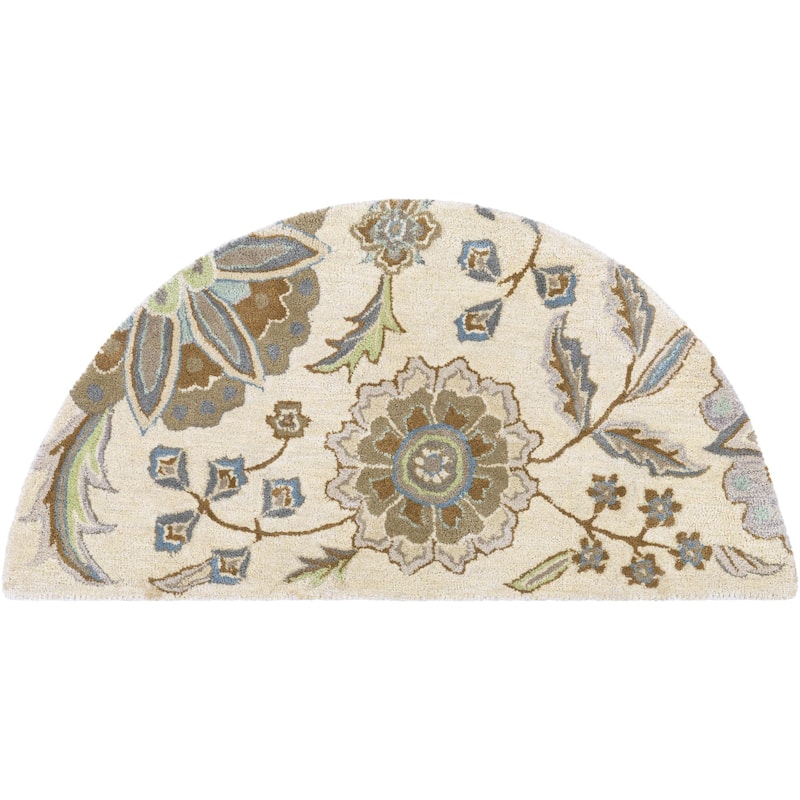 Livabliss Athena Transitional Area Rug - White - 2' x 4' Half-Circle