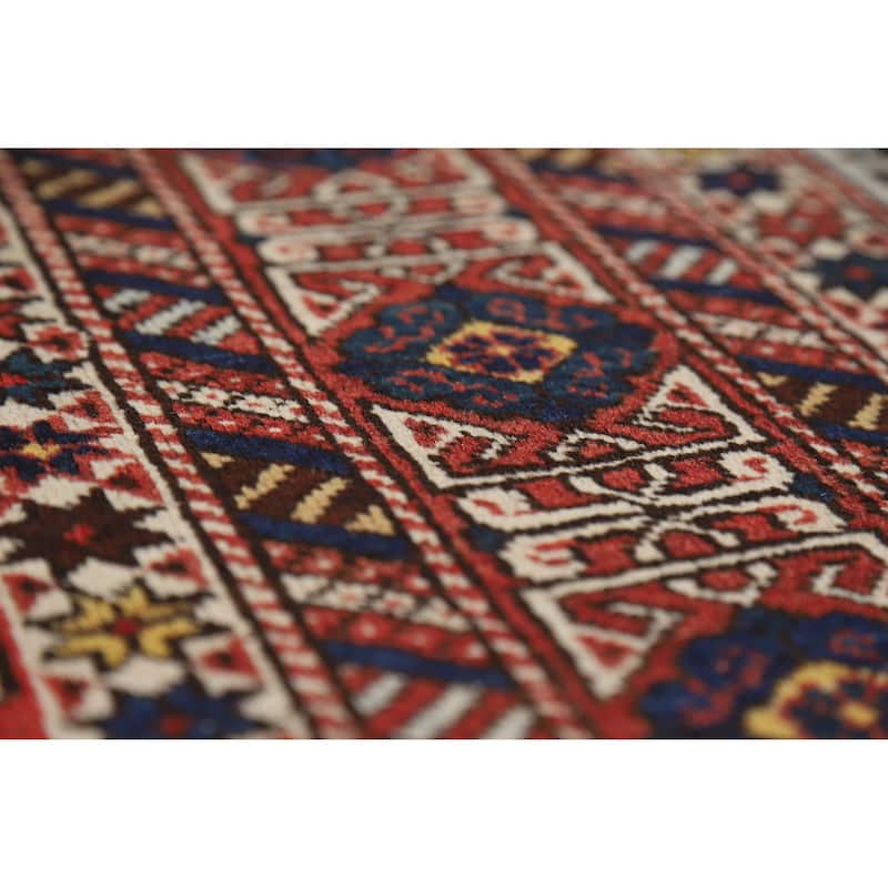 Hand Knotted Oriental 100% Wool Carpet Traditional Geometric Red Kazak Area Rug - 6' 3'' X 4' 5''