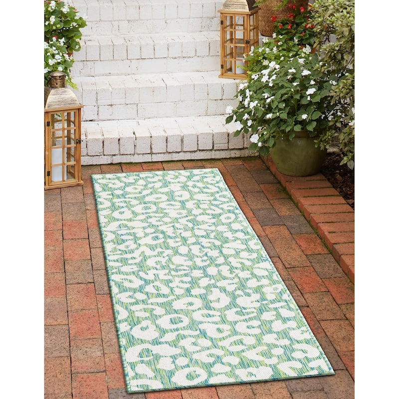Outdoor Gallery Collection Area Rug - Green Blue - 2'x6'