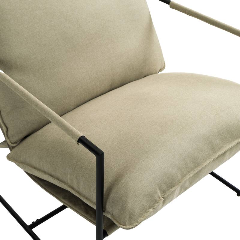 Modern Metal Frame Upholstered Sling Accent Armchair