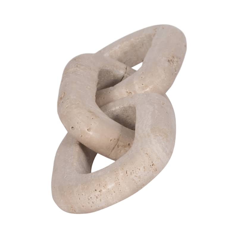 Sagebrook Home's Travertine 14-inch Tan 3-link Chain Decor - Timeless Decorative Object for a Sophisticated Touch