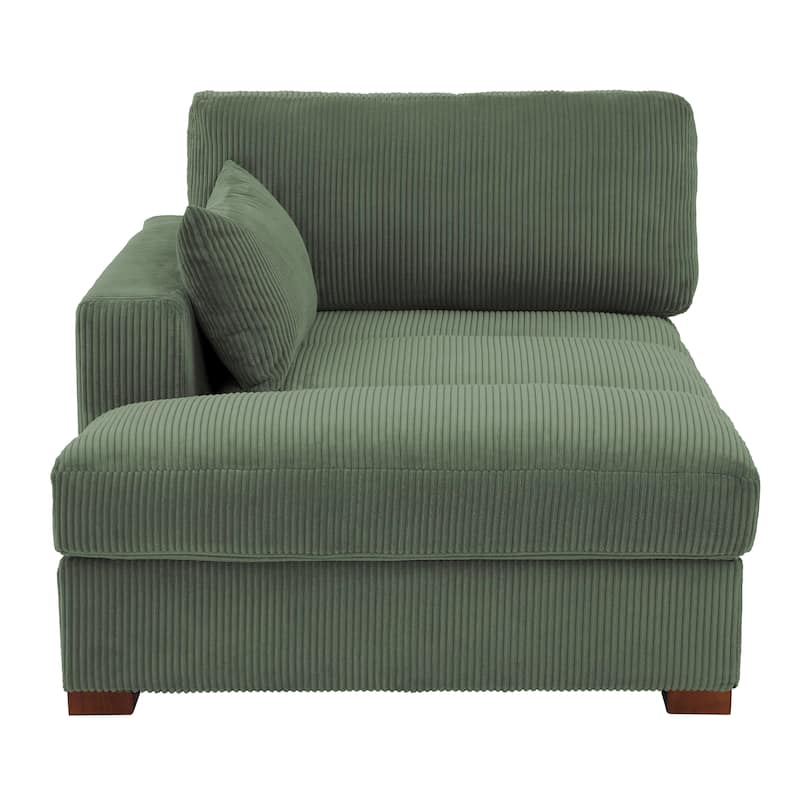 Oversize Corduroy Chaise Lounge Modular Sectional Sofa with Pillow