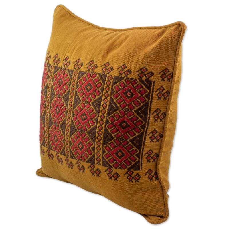 Novica Handmade Mountain Sun Cotton Cushion Cover