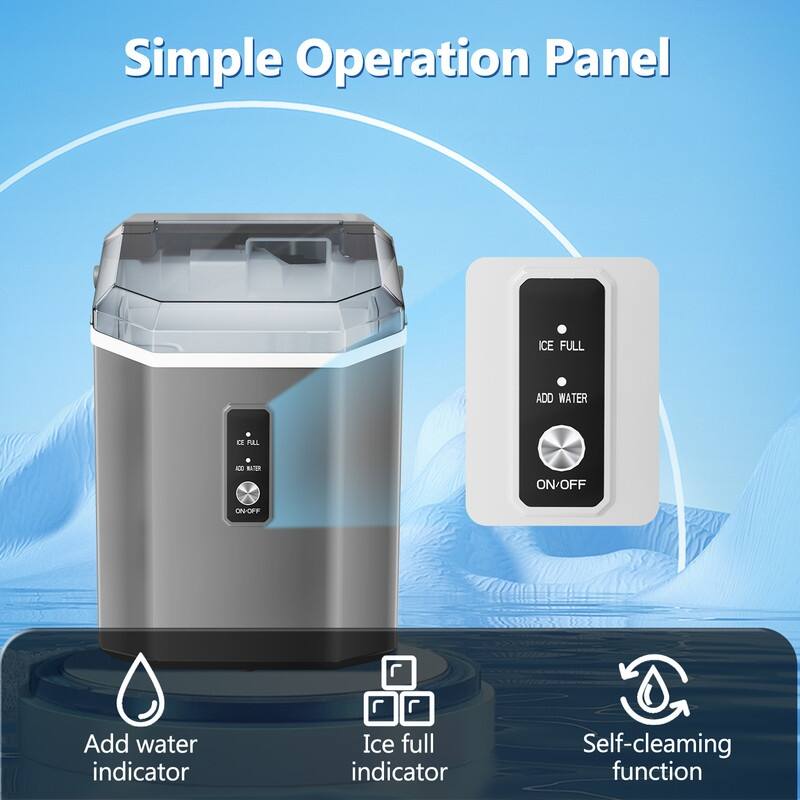 Ice Makers Countertop, Portable Ice Maker Machine with Handle, Self-Cleaning Ice Maker, Ice Scoop and Basket