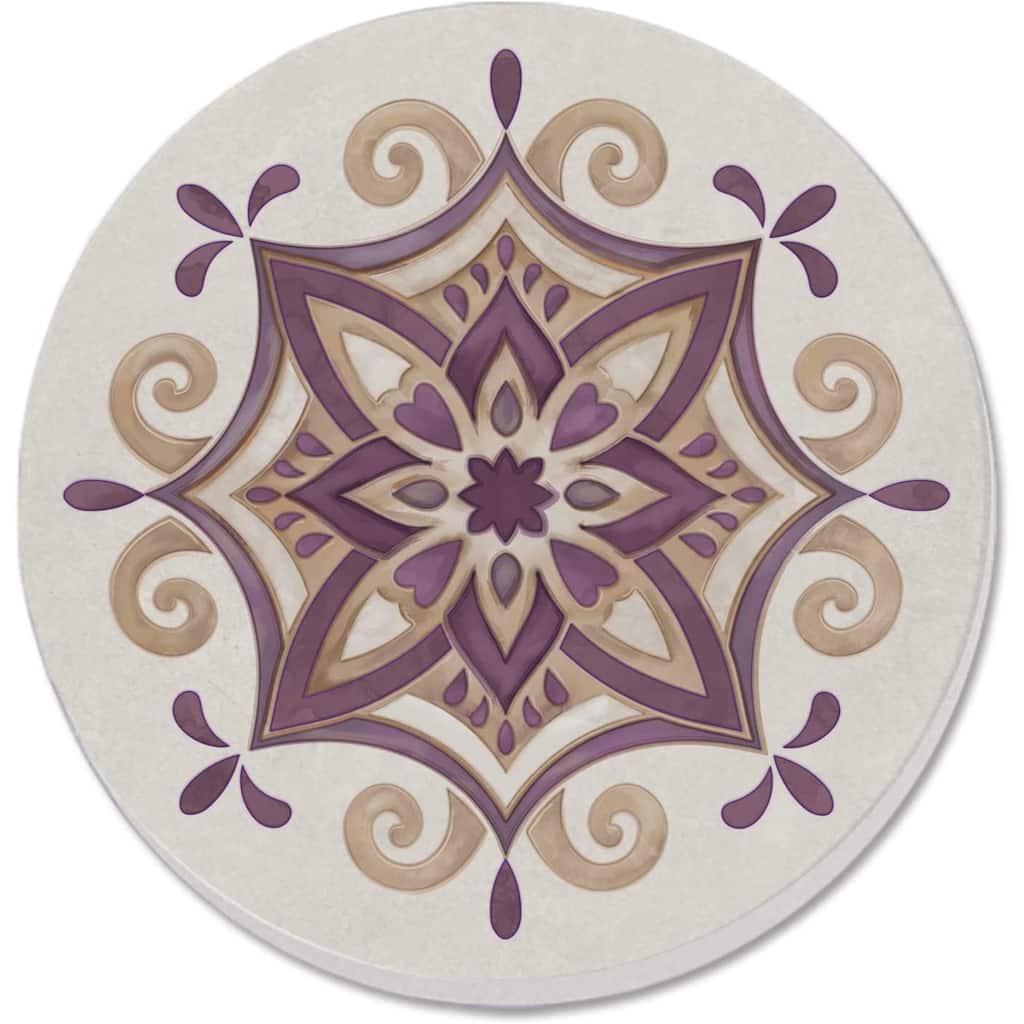 CounterArt Mandala 10 Absorbent Stone Tumbled Tile Coaster Set of 4 Made in The USA Protective Cork Backing