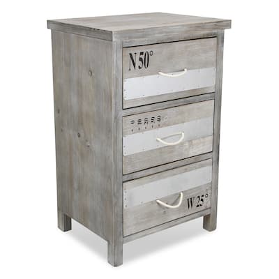 27" Gray Wooden Cabinet With 3 Drawers and Rope Handle - 17.7 W x 13.7 D x 28.2 H