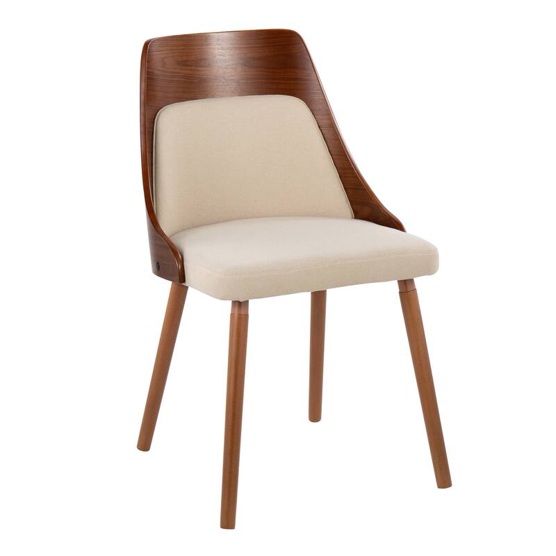 Carson Carrington Vallemala Mid-Century Chair with Tapered Wood Legs - Set of 2 - Cream Fabric/Walnut Wood