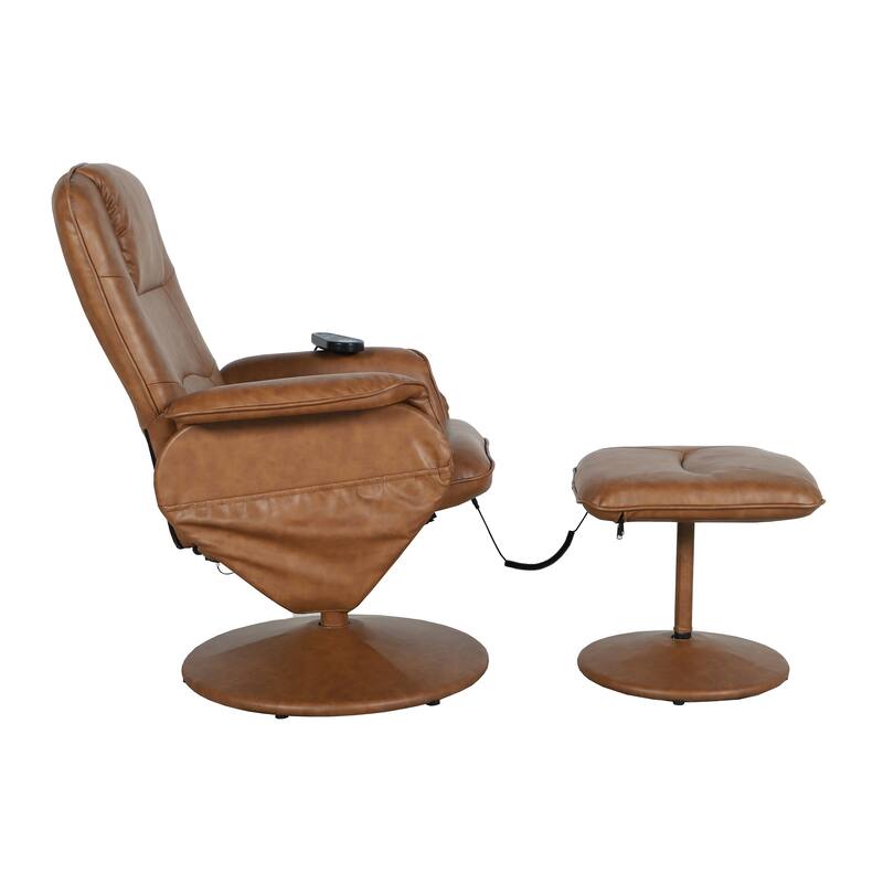 LeatherSoft Massaging Multi-Position Recliner w/Ottoman w/Side Pocket