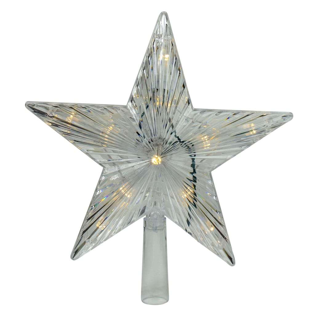 9.5" Lighted White Star Christmas Tree Topper - White and Multicolor LED Lights - 9.5