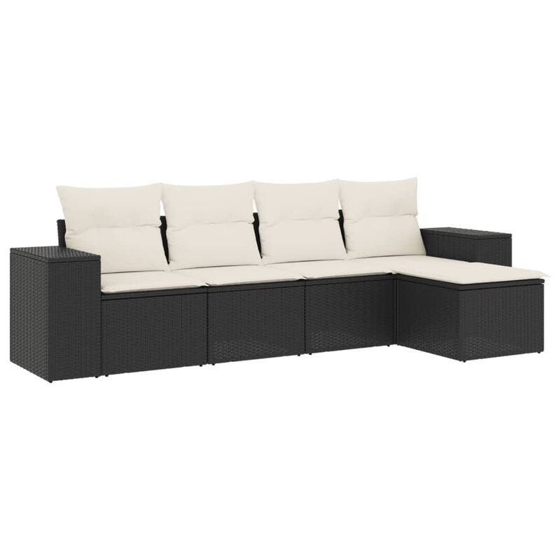 vidaXL Patio Sofa Set with Cushions Outdoor Conversation Furniture Poly Rattan