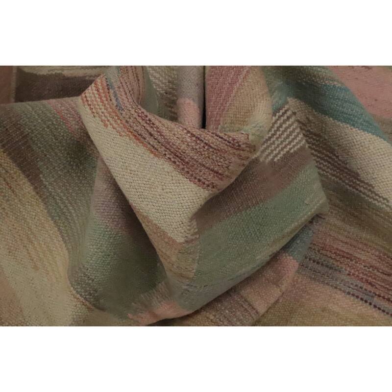 Hand Woven Oriental 100% Wool Carpet Southwestern Modern Multi-Colored Kilim Area Rug - 6' 7'' X 4' 10''