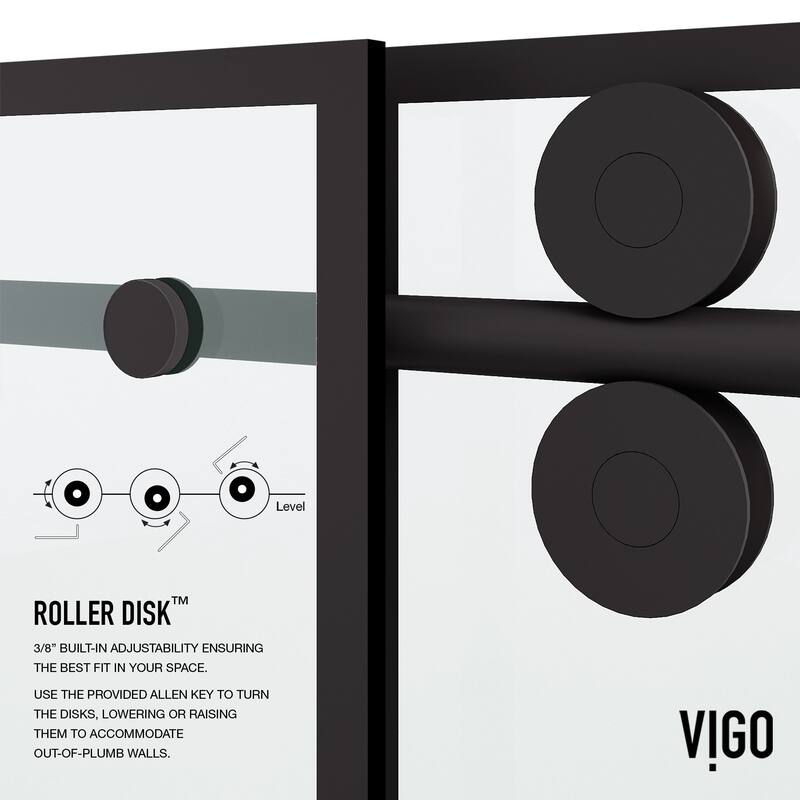 VIGO Elan 56" to 60" W x 74" H Frameless Sliding Shower Door in Matte Black