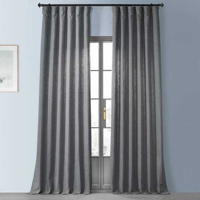 Heavy Faux Linen Single Curtain (1 Panel) - 50 x 120 - Pewter Grey