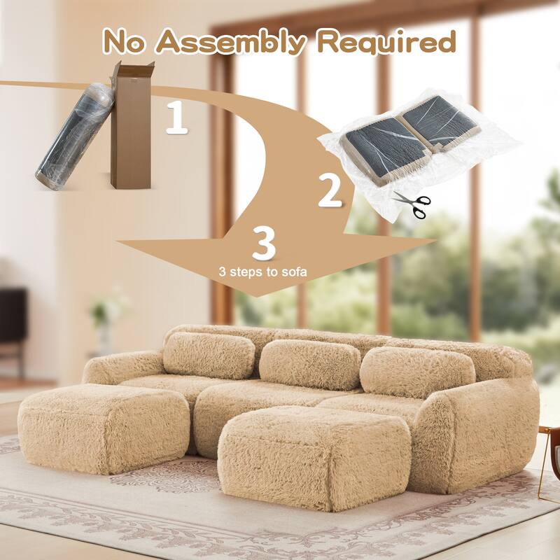 Anmytek Modular Sectional U-Shaped Sofa Deep Seat With Chaise Free Combination Vacuum Packed