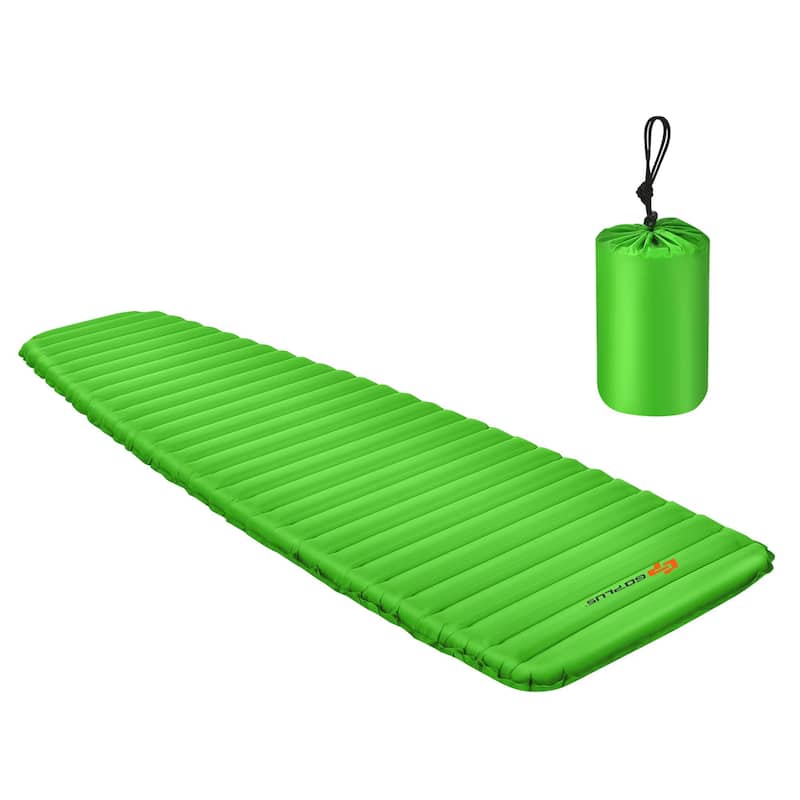 3'' Inflatable Camping Sleeping Pad Waterproof Sleeping Mat Blue/Green - Green