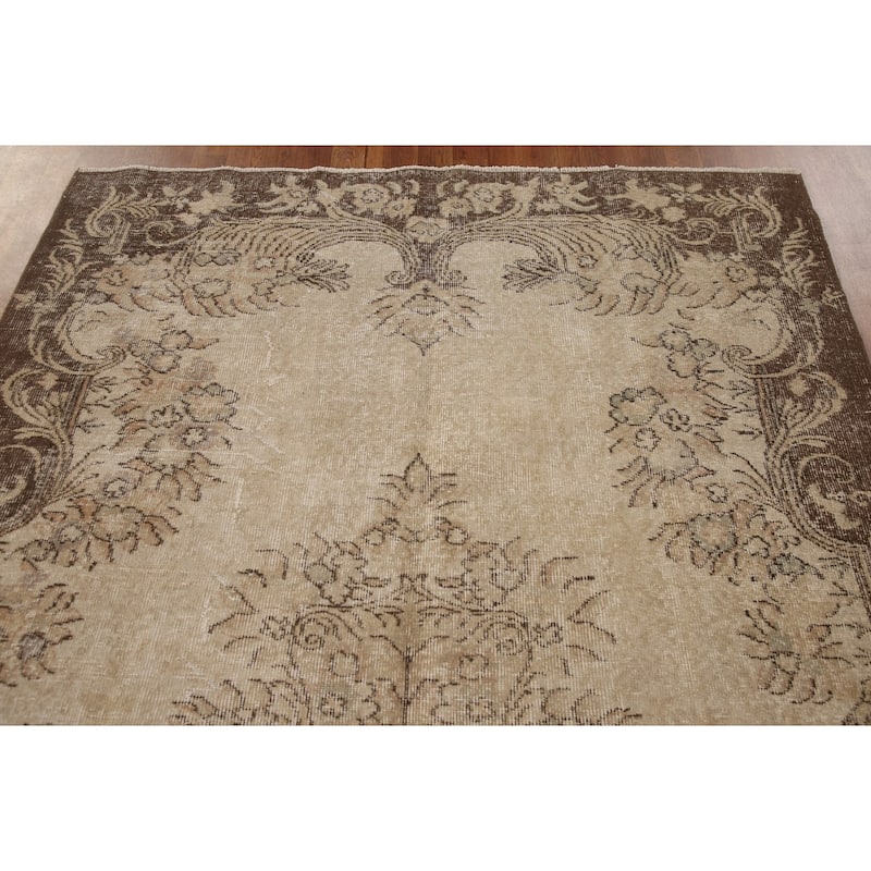 Distressed Sparta Turkish Vintage Rug Handmade Wool Carpet - 5'6"x 9'1"