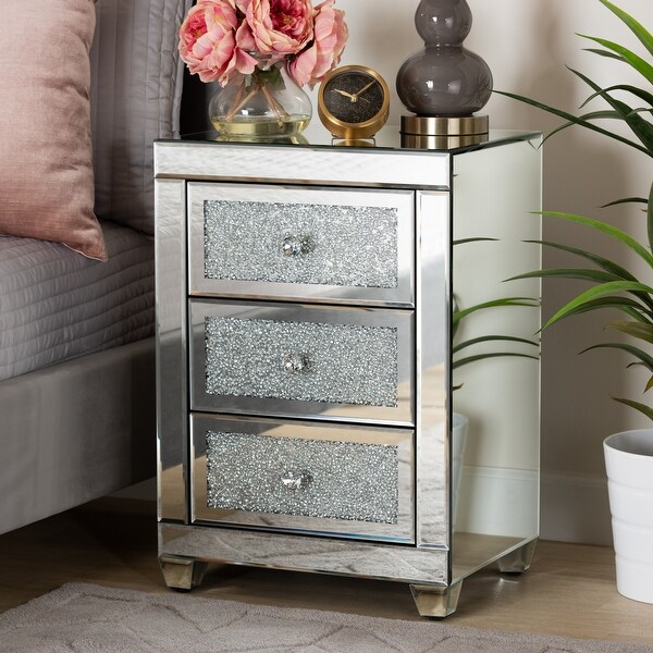 Baxton mirrored shop nightstand