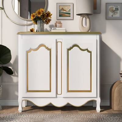 Accent Storage Cabinet with 2 Doors,Pure Hand Drawn,Solid Wood Legs,Suitable for living room, study and Entryway