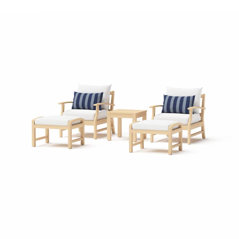 Kooper 5 Piece Sunbrella Outdoor Patio Club Chair And Ottoman Set