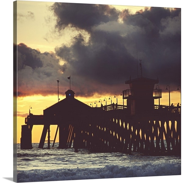 "Imperial beach fishing pier under stormy sky" Canvas Wall Art