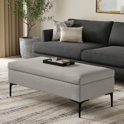 WYNDENHALL Lilah 48" Wide Modern Large Coffee Table Storage Ottoman with Lift up Lid