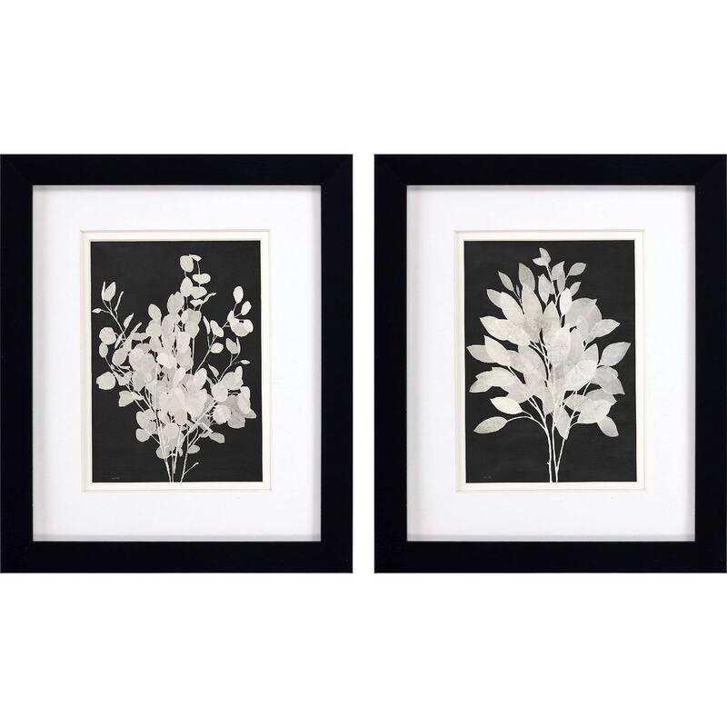 HomeRoots Set Of Two Misty Branches Black Framed Wall Art
