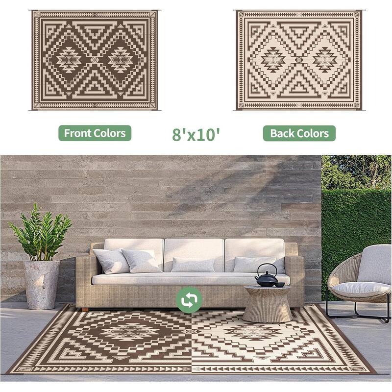 Mcow Geo Harmony Reversible Woven Waterproof Outdoor Area Rug