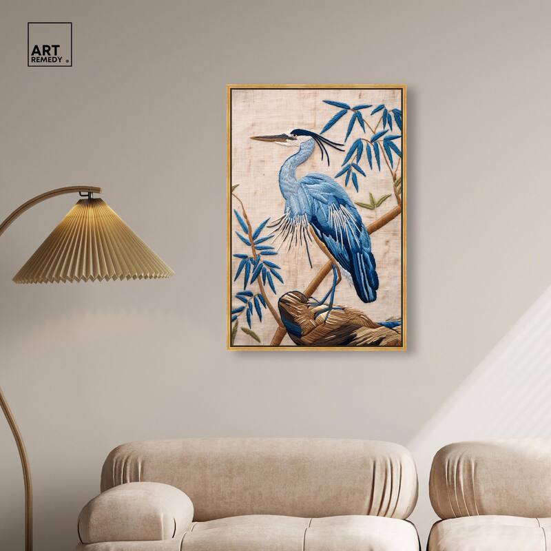 Needlework Heron Canvas by Art Remedy