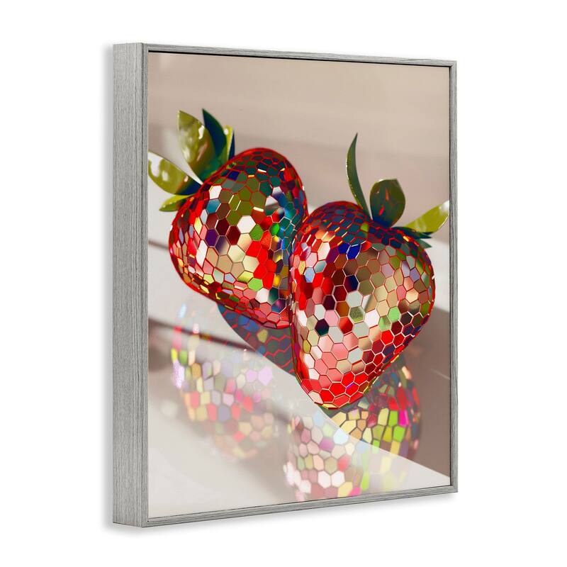 Stupell Reflecting Disco Strawberries Framed Giclee Art Design By Arlington Prints