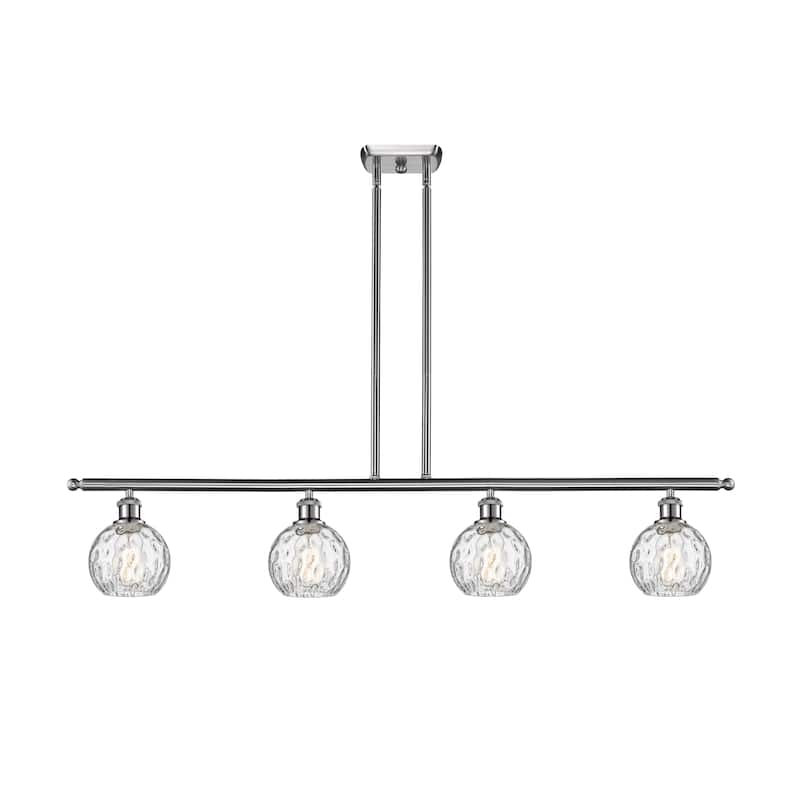 Innovations Lighting Athens Water Glass - 4 Light 46" Stem Hung Island Light - Clear Water Glass/Brushed Satin Nickel