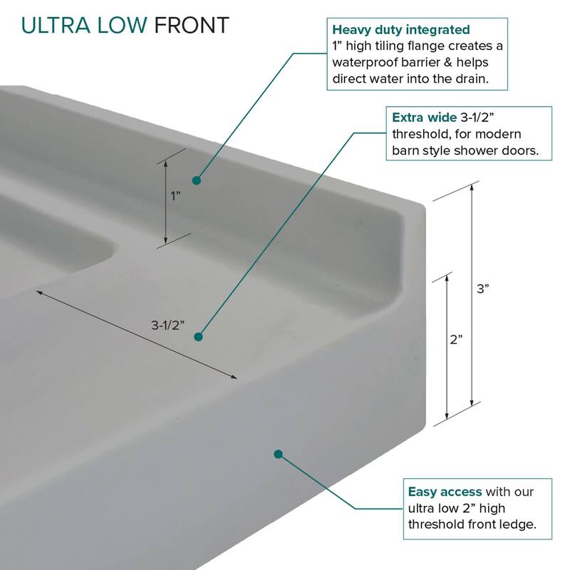 Transolid FSL3636C FSL-Series 36" x 36" Square Shower Base with Single