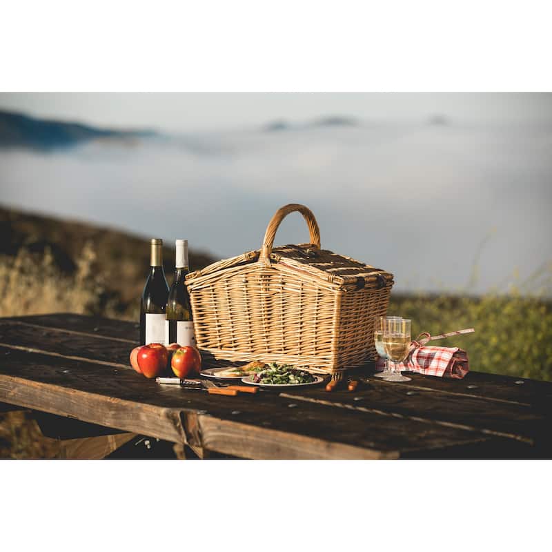 Picnic Time Piccadilly Picnic Basket, (Red & White Plaid Pattern) - N/A