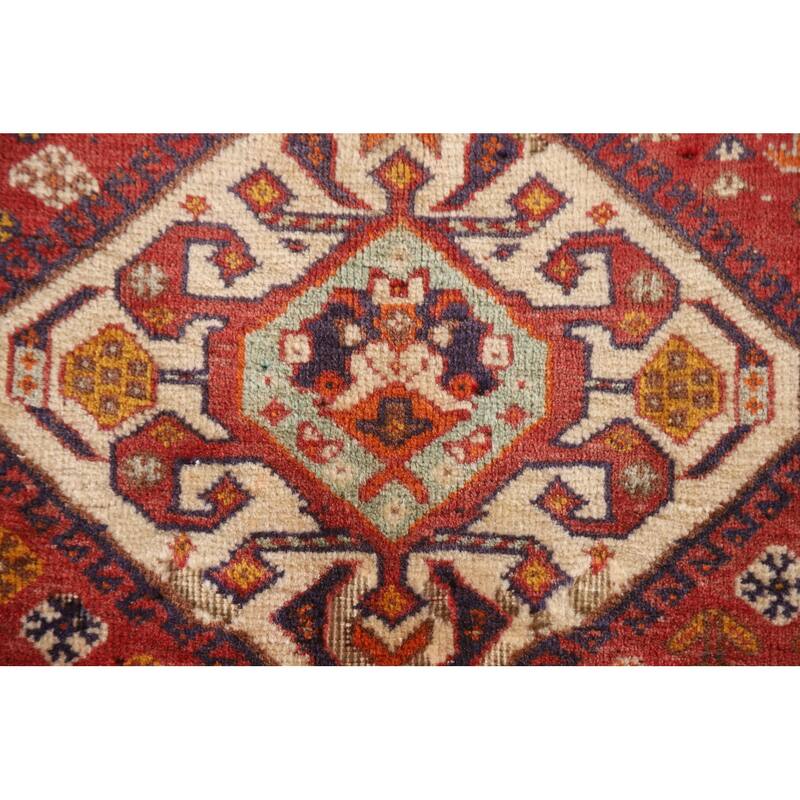 Tribal Geometric Shiraz Persian Square Rug Vintage Wool Carpet - 2'0"x 2'5"
