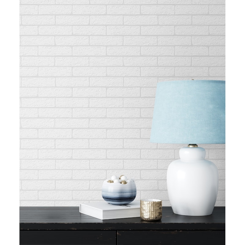 Seabrook Designs Off-White Limestone Brick Paintable Unpasted Wallpaper - 20.9 in. W x 33 ft. L