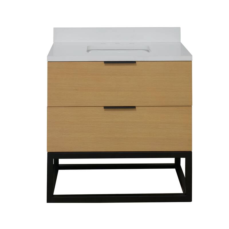 KitchenBathCollection Mia 36" Bathroom Vanity with Matte White Top